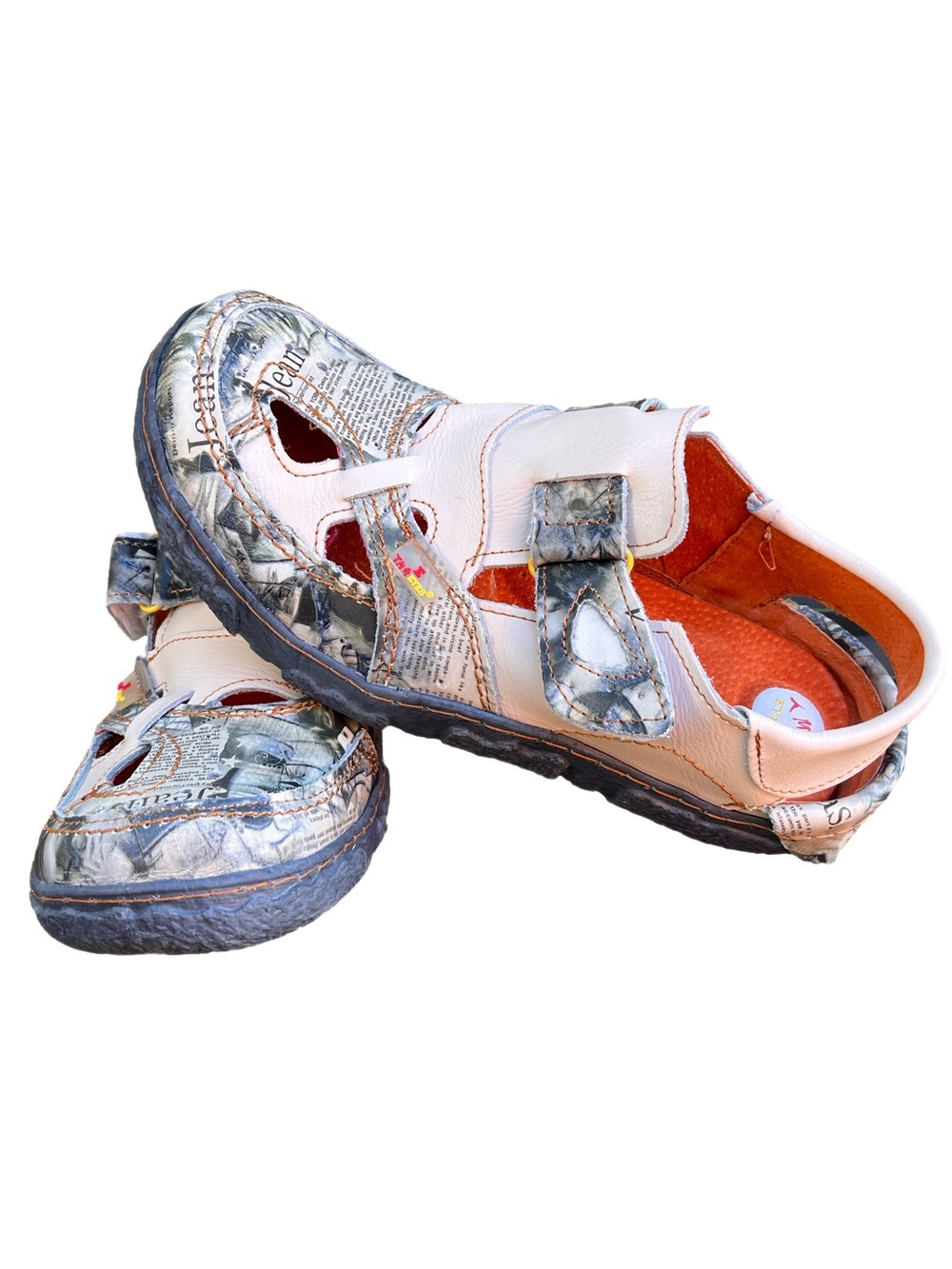 TMA Eyes Women's Printed White and Grey Sandals